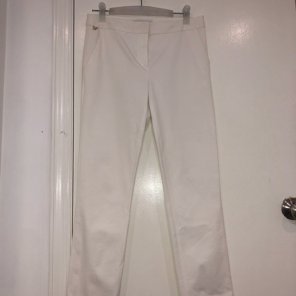 Diane Von Furstenberg white cigarette pants